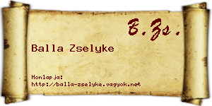 Balla Zselyke névjegykártya